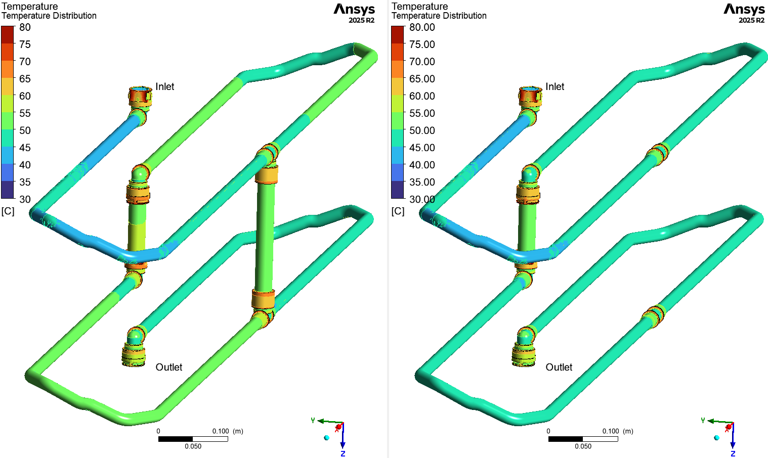 Simulation thermique de lignes de refroidissement sous Ansys